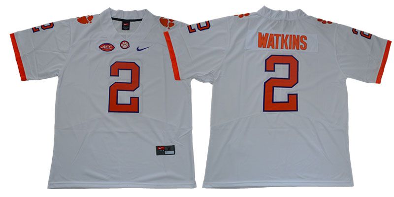 Men Clemson Tigers #2 Watkins White Nike Limited Stitched NCAA Jersey->ncaa teams->NCAA Jersey